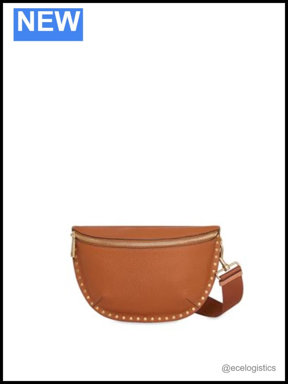 Genuine Leather Crossbody Bag Saddle Shape, Zipper Closure